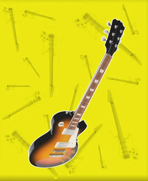 Guitare Colorée Vue Haut Sur Fond Blanc Abstrait Image Musicale — Photo