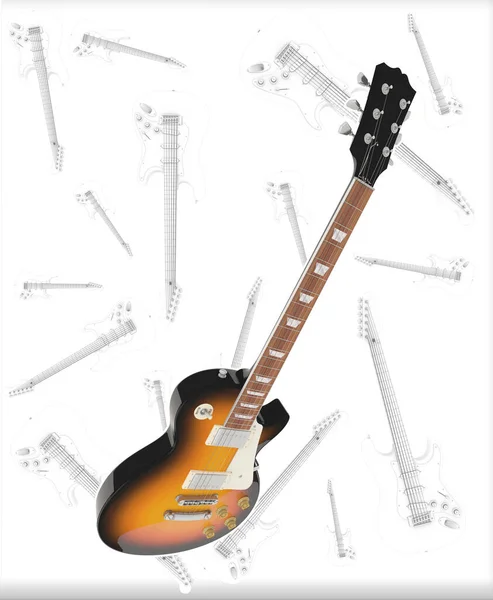 Colorful Guitar Viewed Abstract White Background Abstract Musical Image Ideal — ストック写真