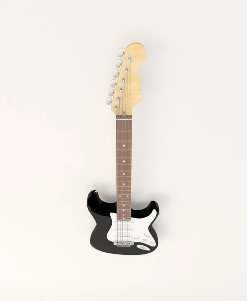Kolorowa Gitara Oglądana Góry Abstrakcyjnym Białym Tle Abstrakcyjny Obraz Muzyczny — Zdjęcie stockowe