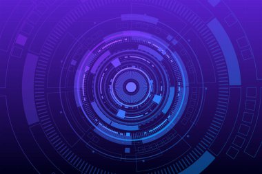 Bilim kurgu fütüristik kullanıcı arayüzü, HUD, Teknoloji soyut arkaplan, Vektör illüstrasyonu.