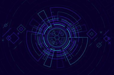 Bilim kurgu fütüristik kullanıcı arayüzü, HUD, Teknoloji soyut arkaplan, Vektör illüstrasyonu.