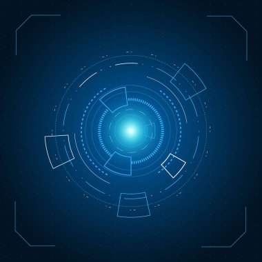 Bilim kurgu fütüristik kullanıcı arayüzü, HUD, Teknoloji soyut arkaplan, Vektör illüstrasyonu.