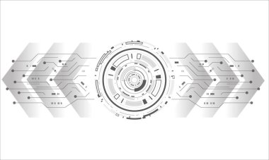 Bilim kurgu fütüristik kullanıcı arayüzü, HUD, Teknoloji soyut arkaplan, Vektör illüstrasyonu.