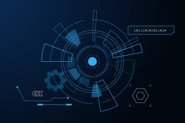 Bilim kurgu fütüristik kullanıcı arayüzü, HUD, Teknoloji soyut arkaplan, Vektör illüstrasyonu.