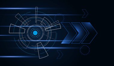 Bilim kurgu fütüristik kullanıcı arayüzü, HUD, Teknoloji soyut arkaplan, Vektör illüstrasyonu.