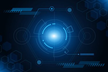 Bilim kurgu fütüristik kullanıcı arayüzü, HUD, Teknoloji soyut arkaplan, Vektör illüstrasyonu.