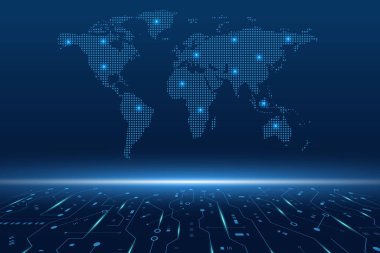 Vektör fütüristik teknoloji geçmişi, Elektronik anakart, İletişim ve Mühendislik kavramı