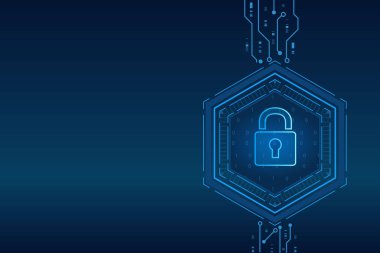 Siber güvenlik teknolojisi konsepti, Kalkan Anahtar Deliği simgesi, kişisel veri , 