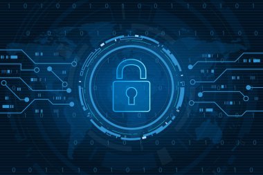 Siber güvenlik teknolojisi konsepti, Kalkan Anahtar Deliği simgesi, kişisel veri , 