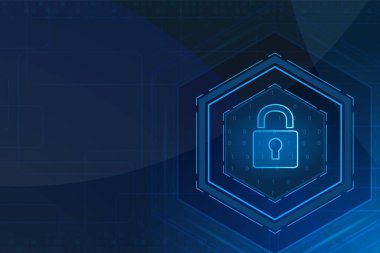 Siber güvenlik teknolojisi konsepti, Kalkan Anahtar Deliği simgesi, kişisel veri , 
