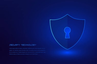 Siber güvenlik teknolojisi konsepti, Kalkan Anahtar Deliği simgesi, kişisel veri , 