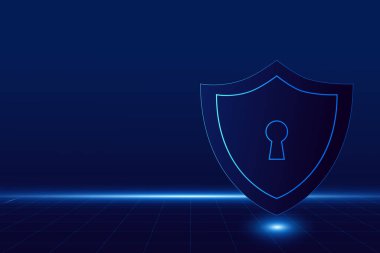 Siber güvenlik teknolojisi konsepti, Kalkan Anahtar Deliği simgesi, kişisel veri , 