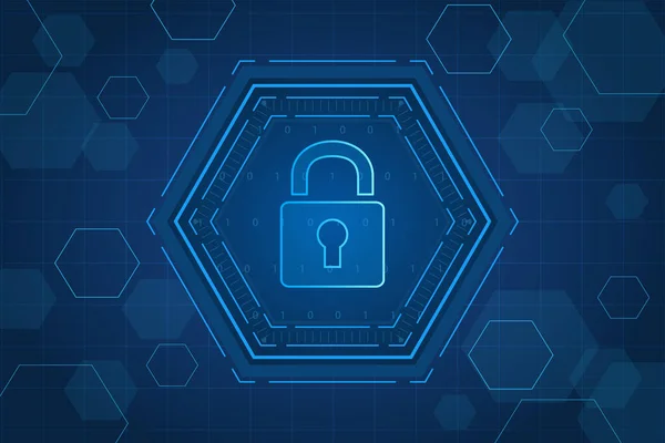Concepto Tecnología Seguridad Cibernética Escudo Con Icono Ojo Cerradura Datos — Vector de stock