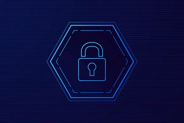 Conceito Tecnologia Segurança Cibernética Escudo Com Ícone Buraco Fechadura Dados — Vetor de Stock