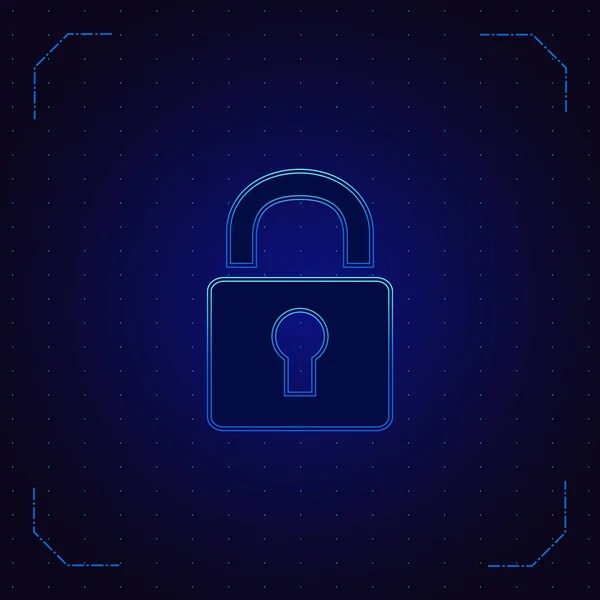 Konsep Teknologi Keamanan Cyber Shield Dengan Ikon Lubang Kunci Data - Stok Vektor