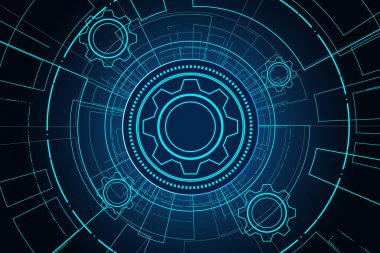 dijital teknoloji ve mühendislik, dijital telekomünikasyon konsepti, yüksek teknoloji, fütüristik teknoloji arka planı, vektör illüstrasyonu.