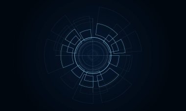 Bilim kurgu fütüristik kullanıcı arayüzü, HUD, Teknoloji soyut arkaplan, Vektör illüstrasyonu.