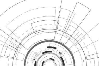Bilim kurgu fütüristik kullanıcı arayüzü, HUD, Teknoloji soyut arkaplan, Vektör illüstrasyonu.
