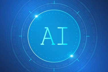 Yapay Zeka, devre kartında yapay zeka çipi, fütürist teknoloji konsepti.