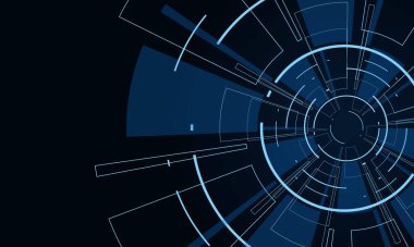 Bilim kurgu fütüristik kullanıcı arayüzü, HUD, Teknoloji soyut arkaplan, Vektör illüstrasyonu.