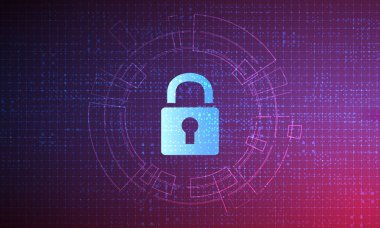 Siber güvenlik teknolojisi konsepti, Kalkan Anahtar Deliği simgesi, kişisel veriler, vektör illüstrasyonu