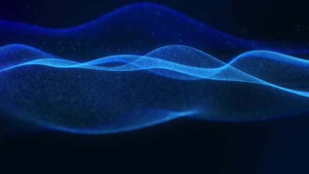 Blue Technology Digital Wave Background Wavy Motion Graphic Abstract Particle — Wideo stockowe