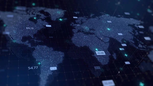 Digital World Map dark blue Hologram Background, business and technology concept