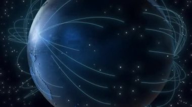 Gezegen Dünya haritası hareketli grafikler, gelecekteki teknoloji iş konsepti, 3D görüntüleme