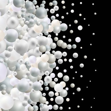 Siyah arka planda inci sıçraması. Soyut vektör arkaplanı. tatil illüstrasyonu.