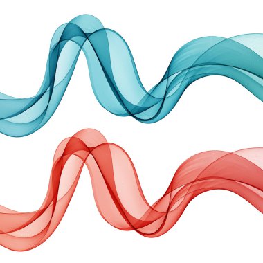 Çok renkli dalga desenleri seti. Dekor elemanı. Sunum çizelgesi. Soyut dalgalar. Mavi, yeşil ve kırmızı dalgalar.