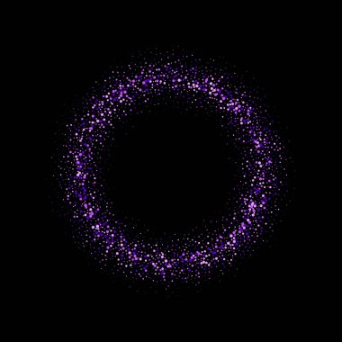 Renkli Yuvarlak Çerçeve. Doğum günü çemberi kartı. Mor Konfeti Tarafı Arkaplanı. Kenarlık Doku DokusuName.