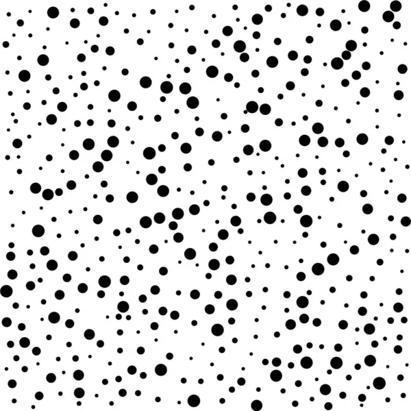 Chaotisch Platzierte Schwarze Kreise Auf Weißem Hintergrund Abstrakter Vektorhintergrund — Stockvektor