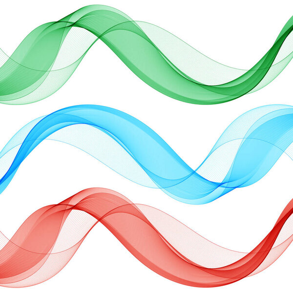 Set of multi-colored waves. Blue, Red, Green waves.