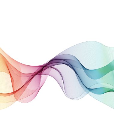 Soyut vektör yumuşak renk dalgası. Mavi akış eğrisinin hareketinin yansıması. Duman tasarımı. Vektör çizgileri.