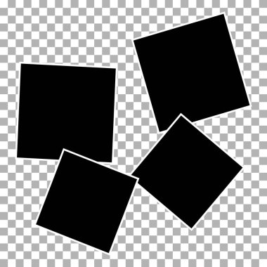 Boş fotoğraf çerçevelerinin kompozisyonları. Gerçekçi vektör düzeni. Saydam arkaplanda izole edilmiş gölgeli geçmişe dönük fotoğraf çerçeveleri.