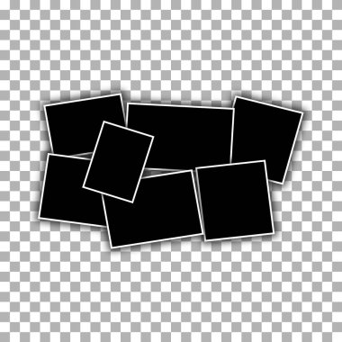 Fotoğraf çerçeveleri. Birçok parçadan oluşan boş fotoğraf kolajı şablonu.