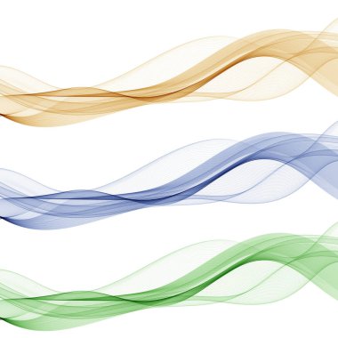 Bir dizi renkli dalga. Soyut Kahverengi, mavi, yeşil. Dekorasyon elementi.