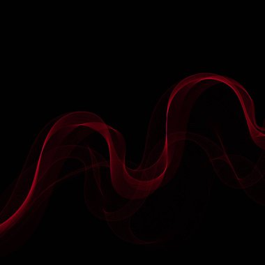 Siyah arka planda kırmızı dumanlı soyut dalga. Vektör tasarım elemanı. Eğer reklam, afiş, broşür, ekran koruyucu için şablon.