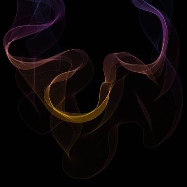 Siyah arkaplanda Smoky soyut dalgası renginde. Vektör tasarım elemanı. Eğer reklam, afiş, broşür, ekran koruyucu için şablon.