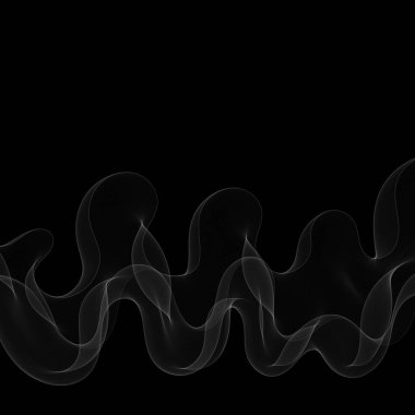 Siyah arka planda dumanlı soyut dalga. Vektör tasarım elemanı. Eğer reklam, afiş, broşür, ekran koruyucu için şablon.