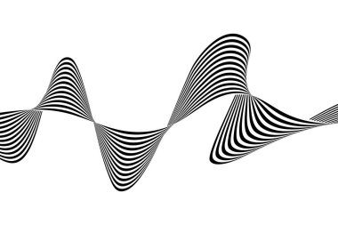 Siyah beyaz dalgaların soyut çizgileri. Optik sanatın dalga çizgilerinin arkaplanı.