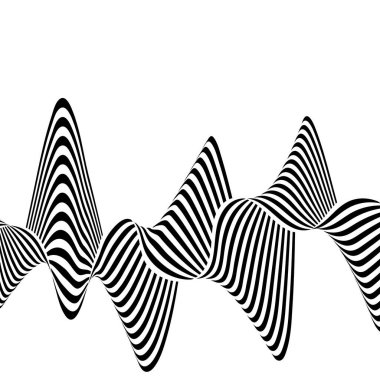 Dalga çizgileri olan soyut bir arkaplan. Dinamik soyut vektör tasarımı. 3D optik illüzyon çizgisi.