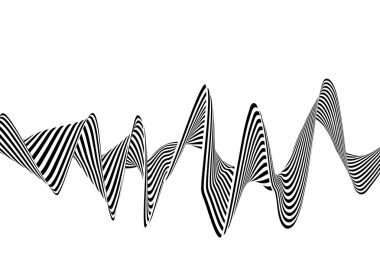 Siyah beyaz tasarım. Optik illüzyonlu desen. Soyut 3d geometrik arkaplan. Vektör illüstrasyonu.