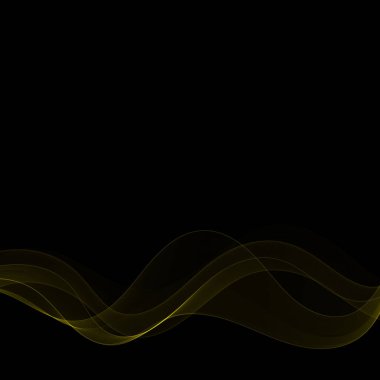 Siyah arkaplanda soyut altın duman dalgası.