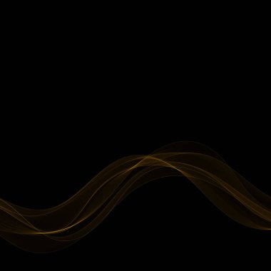 Siyah arkaplanda altın soyut dalga. Sunum şablonu. Kabuk broşürleri, el ilanları, kartpostallar için dekor. Bir reklam afişi için düzenleme. 10 saniye.