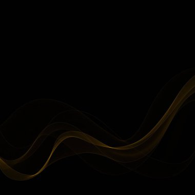 Siyah arka planda altın dalga. Soyut vektör deseni.