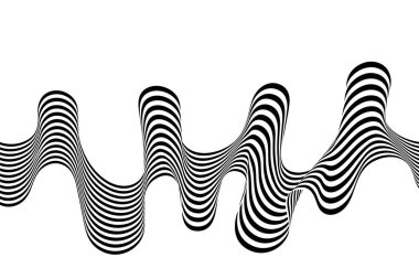 Beyaz, soyut perspektif çizgileri üzerine siyah ve beyaz üzerinde üç boyutlu etkisi olan dalgalı çizgiler..