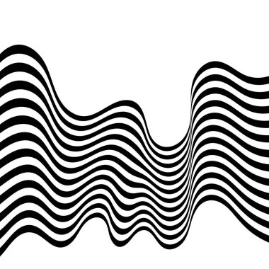 Siyah beyaz zebra arka planı. Dalga psikedelik şablonu dinamikte. Monokrom dinamik duvar kağıdı.