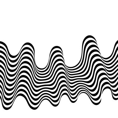 Siyah ve beyaz kıvrımlı çizgi çizgileri hareket eden dalga soyut arkaplanı.