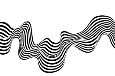 Soyut dalga arkaplanı, siyah ve beyaz dalgalı çizgiler veya çizgiler tasarımı.